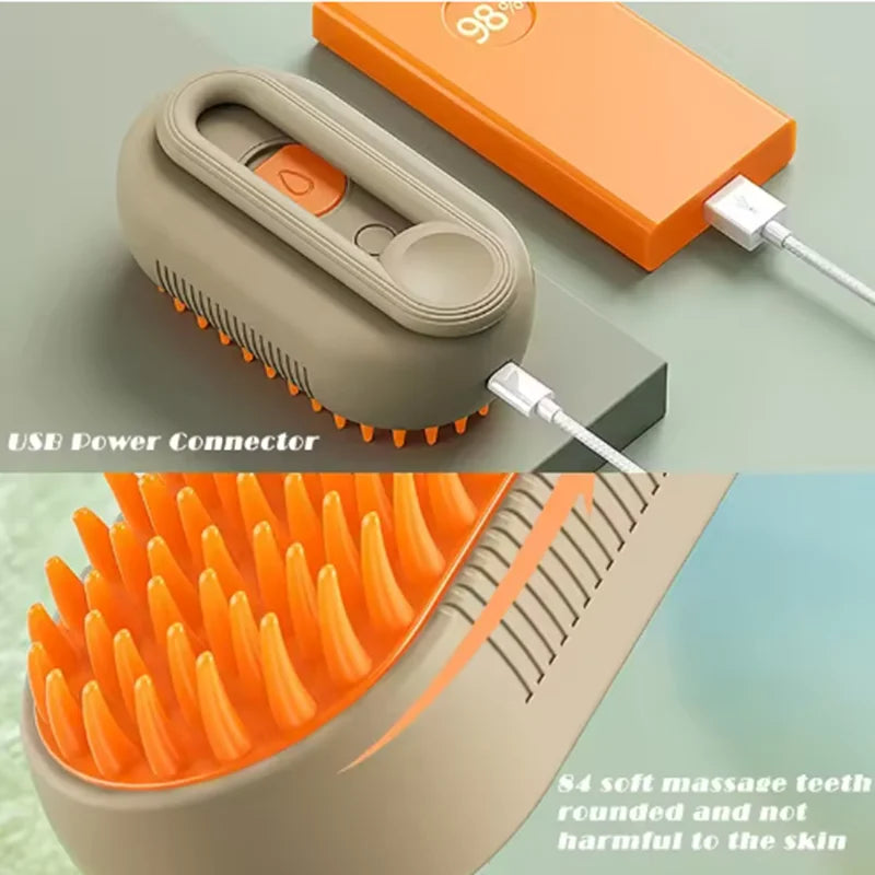 Cat Pet Beauty Produc Spray Massage Brush One Button Steam Spray Folding Rotatable Floating Hair Bath Hair Removal Brush Comb
