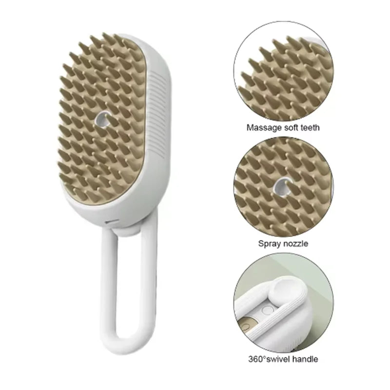 Cat Pet Beauty Produc Spray Massage Brush One Button Steam Spray Folding Rotatable Floating Hair Bath Hair Removal Brush Comb